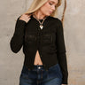 Poppy Black Bow Knit Cardigan - front view