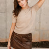 Aliya Taupe Knit Short Sleeve Sweater - front view