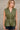 Gia Olive & Gold Zip-Up Flare Tank- close up front view