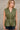 Gia Olive & Gold Zip-Up Flare Tank- close up front view