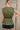 Gia Olive & Gold Zip-Up Flare Tank- close up back view