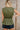 Gia Olive & Gold Zip-Up Flare Tank- close up back view