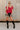 Ava Red Sleeveless Sweater- full body front view