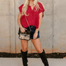 Ava Red Sleeveless Sweater- full body front view