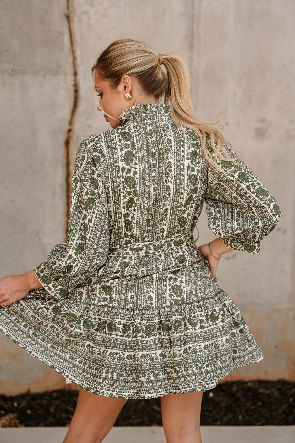 Leila Green & White Floral Flare Mini Skirt- back view