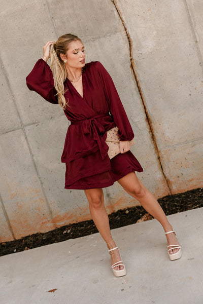 ezra burgundy wrap dress Estelle Ezra Dress in Purple