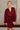 Selah Burgundy Satin Flare Mini Dress- front view