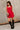 Chelsea Red Denim Tie Strap Mini Dress - full front view