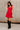 Chelsea Red Denim Tie Strap Mini Dress - full body front view