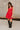 Chelsea Red Denim Tie Strap Mini Dress - full body view