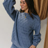 Ada Dusty Blue Quilt Long Sleeve Sweatshirt- side view