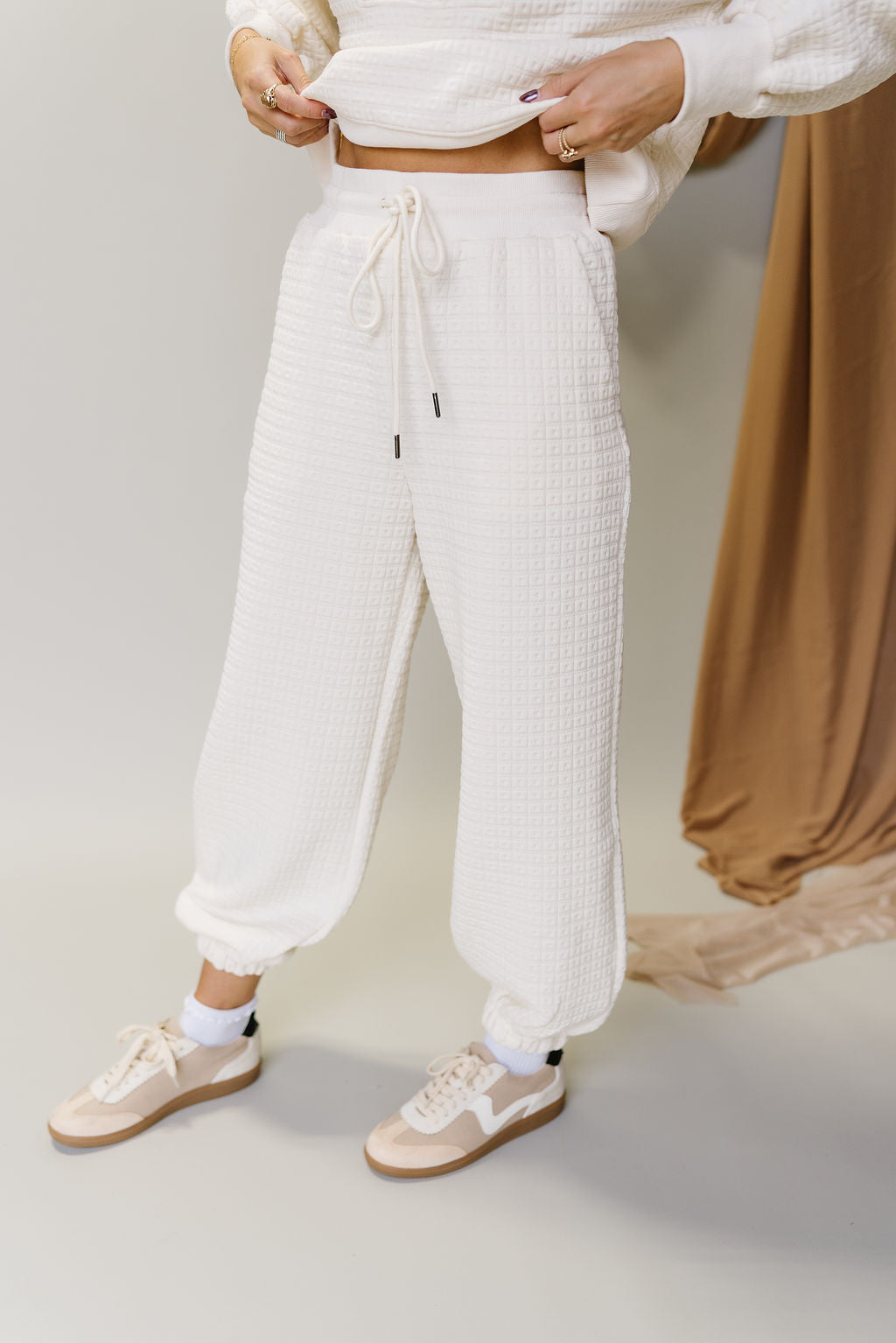 Liora Cream Jogger Pants- side view