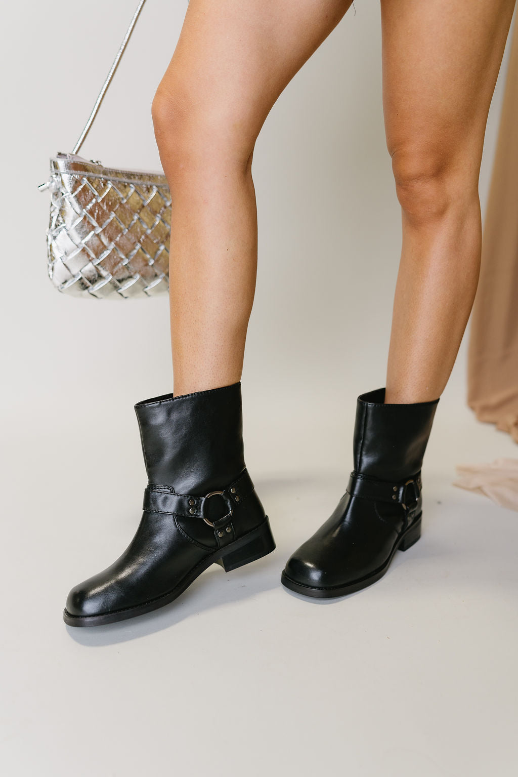 Rise Up Black Vegan Leather Boot- side view