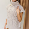 Odessa Light Taupe Cable Knit Sweater- frontal side view