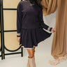 Kathleen Navy Charcoal Flare Skirt- full body view