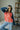 Loli Coral & Blue Color Block Cardigan - Posed Front view