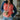 Loli Coral & Blue Color Block Cardigan - Close up front