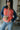 Loli Coral & Blue Color Block Cardigan - Close up front