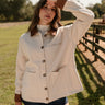 Georgia Cream & Brown Barn Jacket- front view