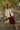 front view of front view of Montana Cream & Wine Striped Midi Dress
