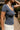 Alaina Navy Blue Short Sleeve Top -  close side view