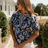 Laura Blue Multi Floral Short Sleeve Top - front view