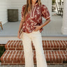 Penelope Brick & Beige Floral Top - full body front view