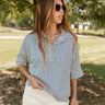 Hallie Navy & White Striped Top - front view