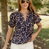 Sophia Navy & Clay Floral Top - front view
