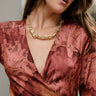 Elora Gold Ribbed Criss Cross Necklace - front view