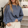Kady Washed Blue Long Sleeve Pullover - front view