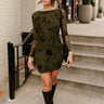 Darcy Olive Mesh & Velvet Floral Mini Dress - full body front view