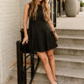 Julia Black Flare Sleeveless Mini Dress - full body front view