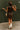 Valerie Faux Leather Slit Mini Dress- brown-full body back view