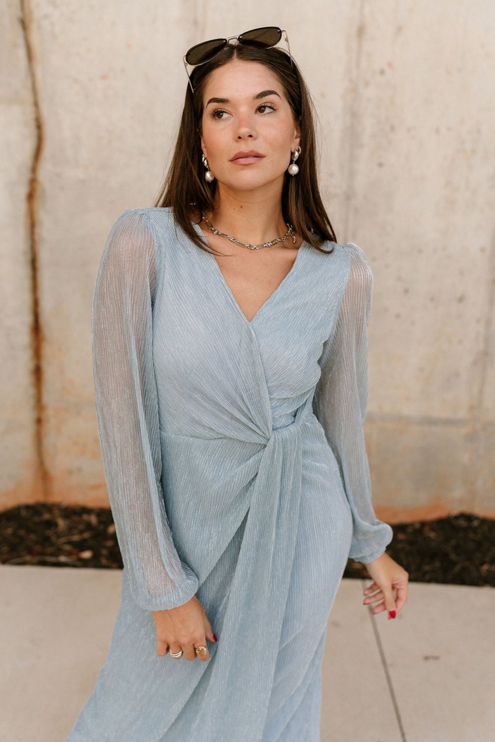 Natalia Light Blue Metallic Midi Dress – Lizard Thicket