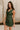 Valerie Faux Leather Slit Mini Dress- green-frontal side view