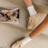 Daybreak Taupe Wallabee Slide- front side view