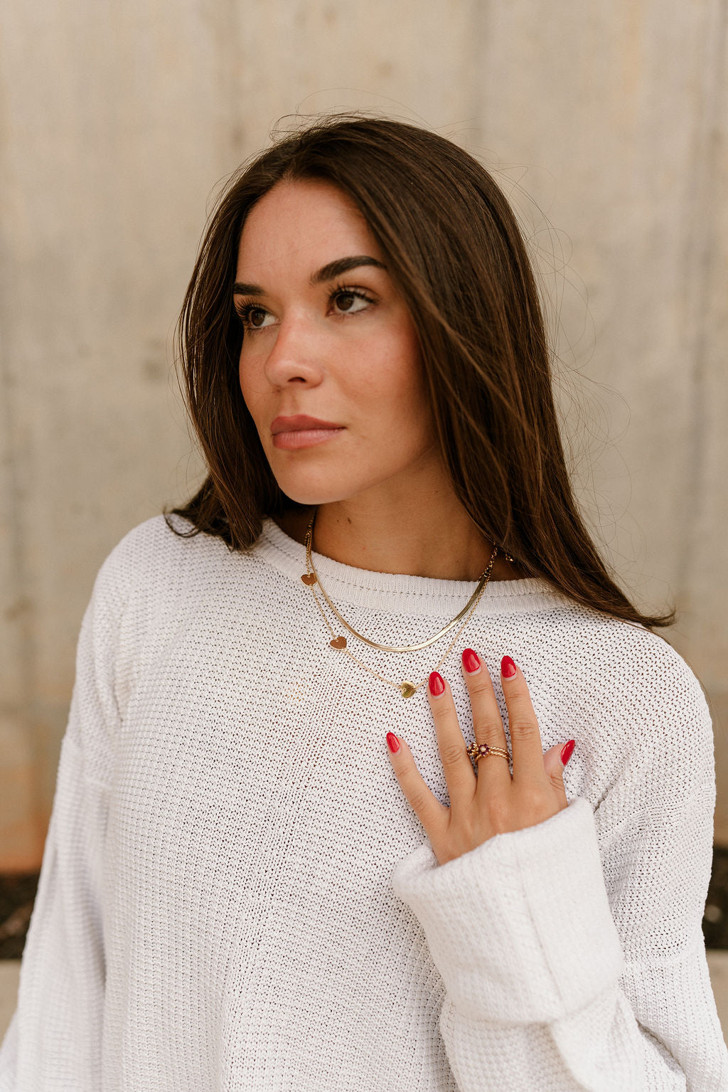 Valeria Gold Dipped Hearts Layer Necklace- front close up view