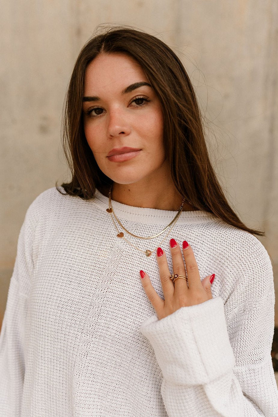 Valeria Gold Dipped Hearts Layer Necklace- front view 