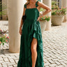 Daphne Floral Ruffle Maxi Dress - dark green - Full Front