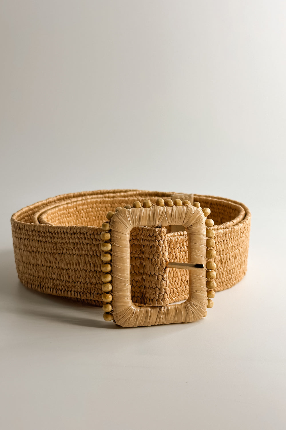 Lyla Tan Rattan Beaded Belt - Lizard Thicket
