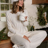 Charlotte Cream Loungewear Set- upper body front view sitting