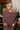 Blair Burgundy & Cream Striped Loungewear Set - upper front view