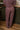 Blair Burgundy & Cream Striped Loungewear Set - lower body back view
