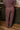 Blair Burgundy & Cream Striped Loungewear Set - lower body back view