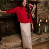 Selah Red Cable Knit Sweater- full body view