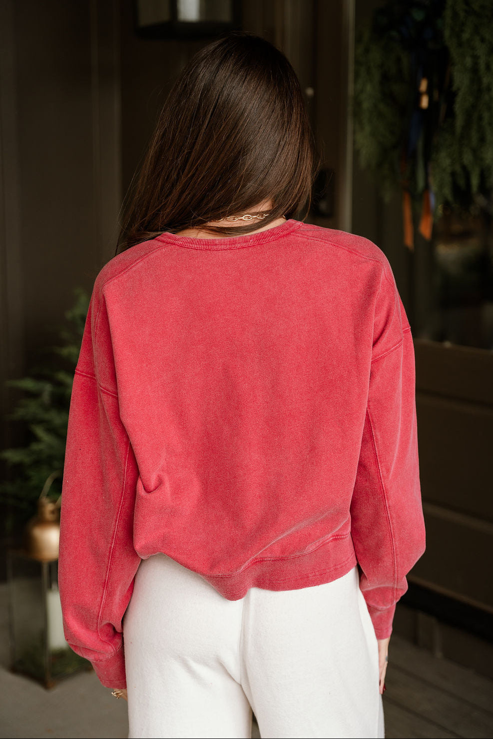 Harper Washed Red Long Sleeve Sweatshirt- back view