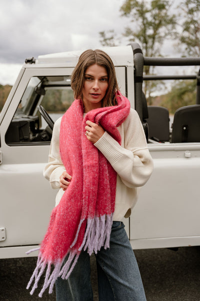 Leighton Red & Purple Fringe Scarf - Lizard Thicket