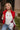 Noelle Cream Christmas Ribbed Top- close front view with vest