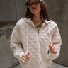 Sylvie Bone Quilt Quarter Zip-Up Jacket- front view